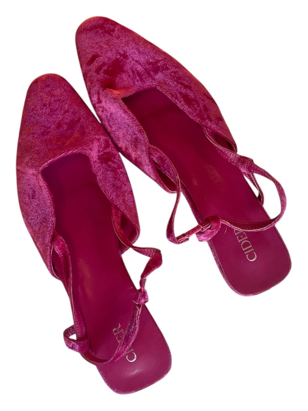 Cider Quiet Luxury Hot Pink Velvet Slingback Flats - Picture 3 of 8